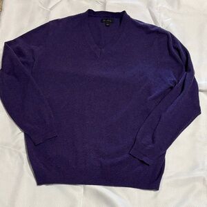 100% Cashmere John W. Nordstrom Rich Purple V-Neck Sweater